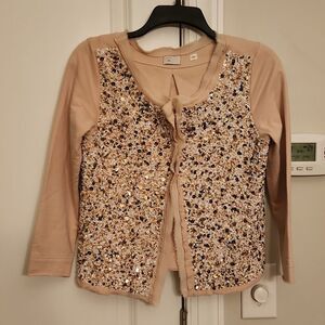 Postmark by Anthropologie Soft Peach Bedazzled Cardigan w/ Sequins Size XS